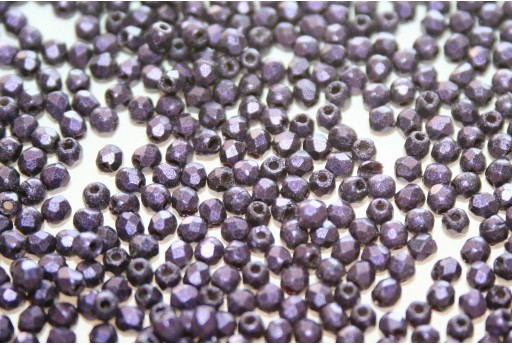 Fire Polished Beads Metallic Suede Purple 2mm - 80pz