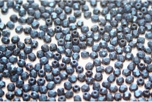 Fire Polished Beads Metallic Suede Blue 2mm - 80pz