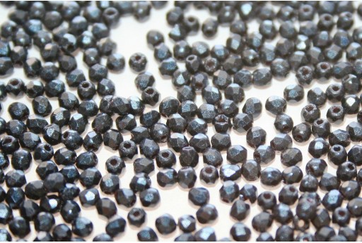 Fire Polished Beads Metallic Suede Dark Blue 2mm - 80pz