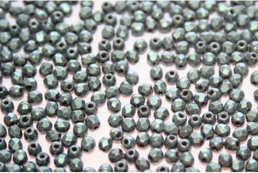 Fire Polished Beads Metallic Suede Light Green 2mm - 80pz