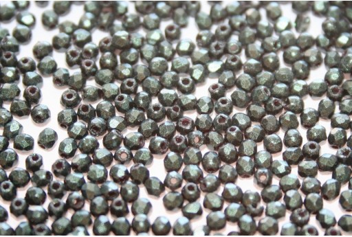 Fire Polished Beads Metallic Suede Dark Forest 2mm - 80pz