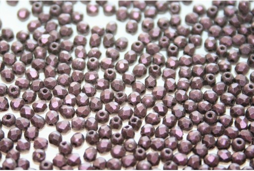 Fire Polished Beads Metallic Suede Pink 2mm - 80pz
