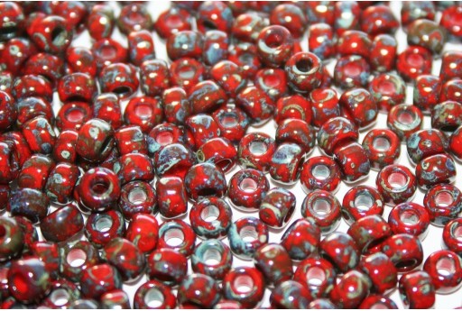 Miyuki Seed Beads Picasso Opaque Red Garnet 6/0 - 10gr