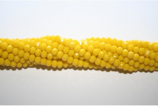 Chinese Crystal Beads Faceted Rondelle Opaque Yellow 4x3mm - 132pcs