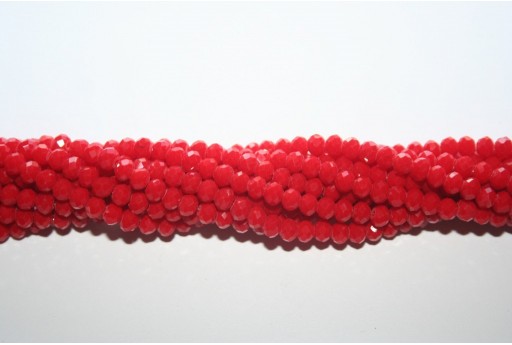 Chinese Crystal Beads Faceted Rondelle Opaque Red 4x3mm - 132pcs