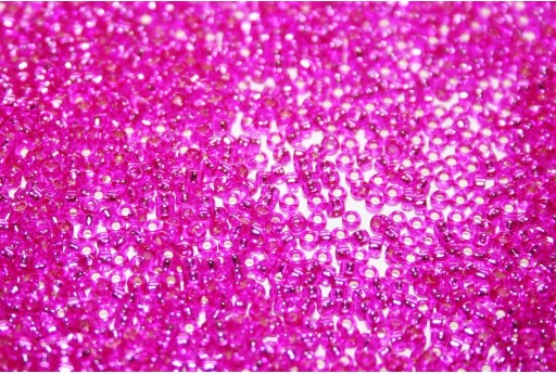 Rocailles Miyuki Fuchsia Transparent Silver Lined 15/0 - 100gr
