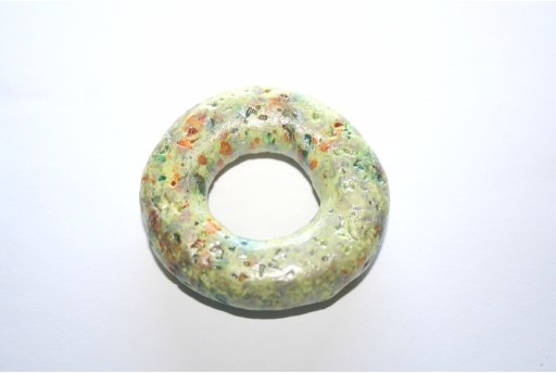 Donut Pendant Ceramic Green 49mm  - 1pcs