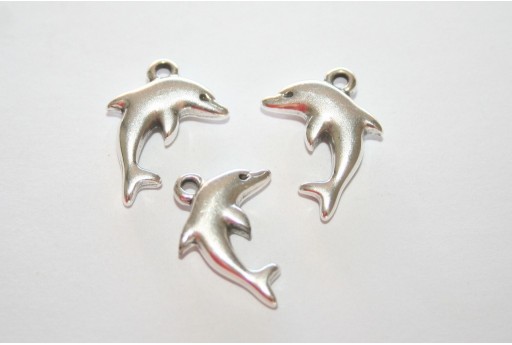 Dolphin Pendant Silver 14x18mm  - 2pcs