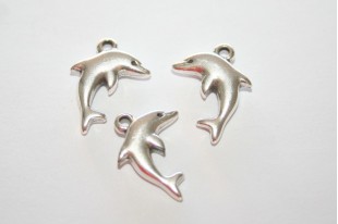 Dolphin Pendant Silver 14x18mm  - 2pcs