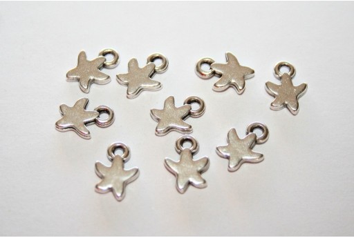 Starfish Mini Pendant Silver 7x9mm  - 4pcs