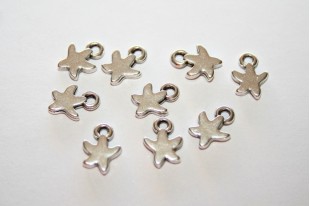 Starfish Mini Pendant Silver 7x9mm  - 4pcs