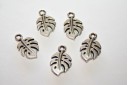 Monstera Leaf Pendant Silver 9x15mm  - 3pcs