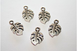 Monstera Leaf Pendant Silver 9x15mm  - 3pcs