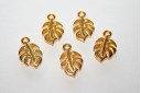 Monstera Leaf Pendant Gold 9x15mm  - 3pcs