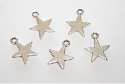 Star Pendant Silver 11x14mm  - 3pcs