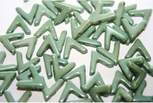 Ava® Beads Chalk White Teal Luster 10x4mm - 10pcs