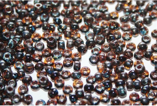 Rocailles Miyuki Seed Beads Picasso Transparent Dark Amber 8/0 - 10gr