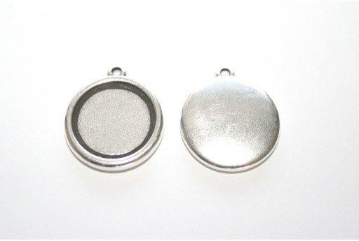 Antique Silver Pendant Setting Round 16mm - 1pcs