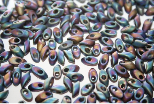 Long Magatama Miyuki Matted Multi Iris 4x7mm - 10gr