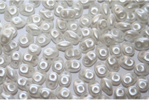 Superduo Beads Pastel White 5x2,5mm - Pack 100gr