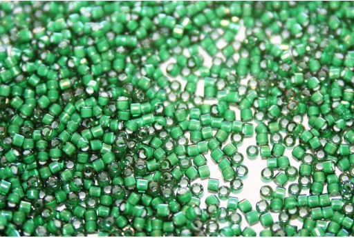 Miyuki Delica Beads White Lined Emerald AB 11/0 - Pack 50gr