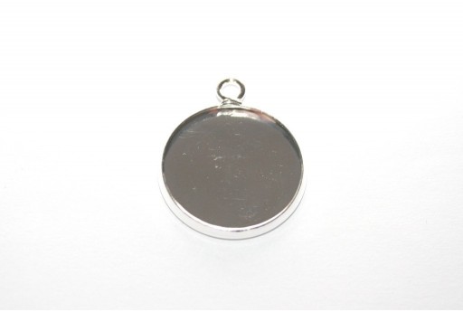 Castone Pendente Tondo Argento 18mm - 2pz