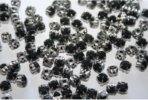 Acrylic Rhinestone Montee Beads Black 5mm - 30pcs