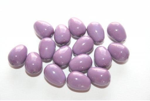 Perline Glass Drops Hollyhock Purple 11x8mm - 10pz