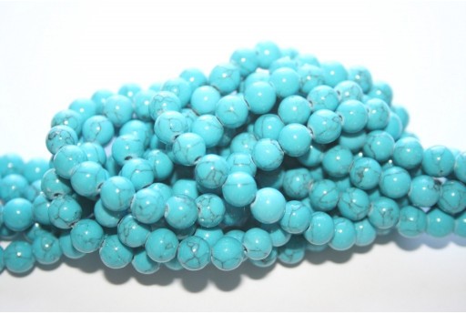Mashan Jade Beads Veined Turquoise Sphere 6mm - 66pcs