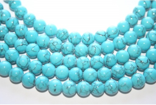 Mashan Jade Beads Veined Turquoise Sphere 8mm - 48pcs