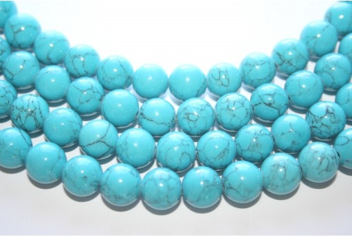 Mashan Jade Beads Veined Turquoise Sphere 10mm - 40pcs
