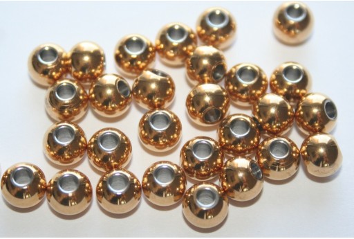 Stainless Steel Beads Sphere Golden 6mm - 4pcs
