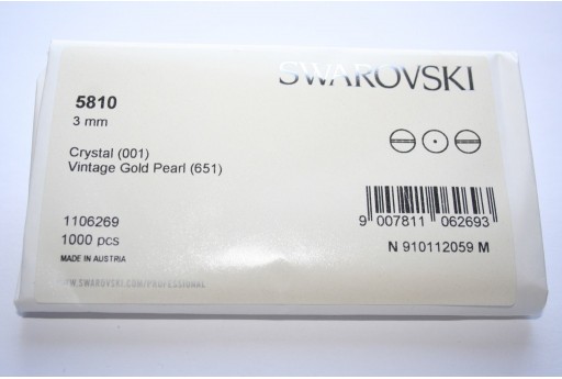 Perle Swarovski Elements 5810 Confezione Ingrosso Vintage Gold 3mm - 1000pz