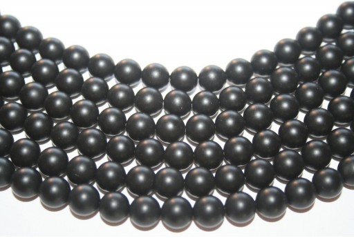 Black Onyx Frosted Rounds 8mm - 48pcs
