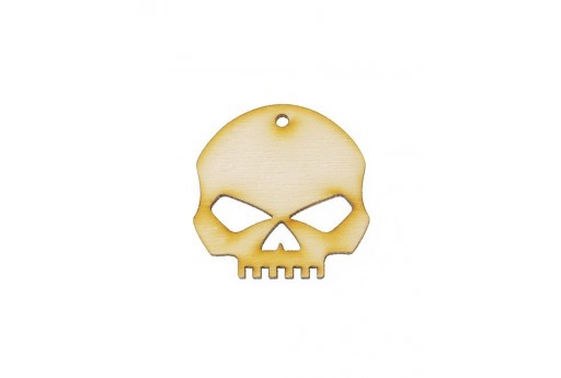 Skull Wooden Pendant 30x30mm - 2pcs