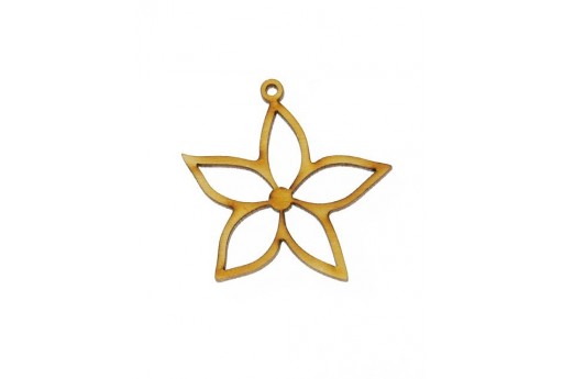 Small Flower Wooden Pendant 34x34mm - 2pcs