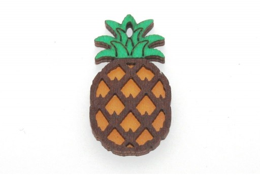 Wooden Pendant Multicolor Pineapple 40x22mm - 1pcs