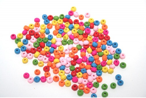 Wood Beads Round Mix Color 4mm - 50gr