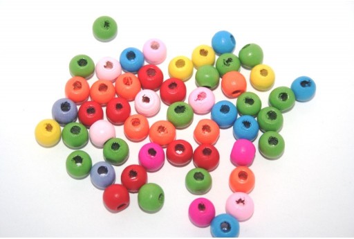 Wood Beads Round Mix Color 8mm - 50gr