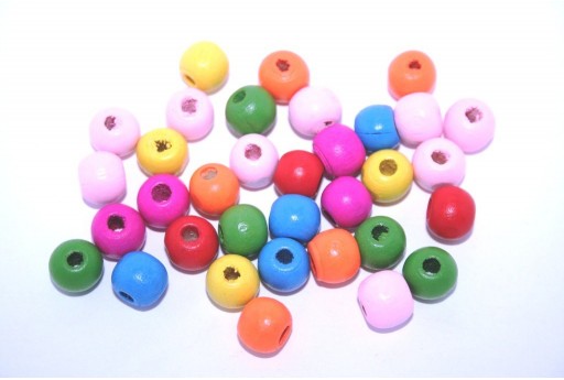 Wood Beads Round Mix Color 10mm - 50gr