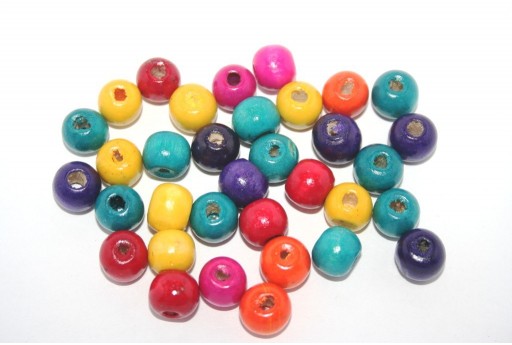 Wood Beads Round Multicolor 10mm - 100pcs