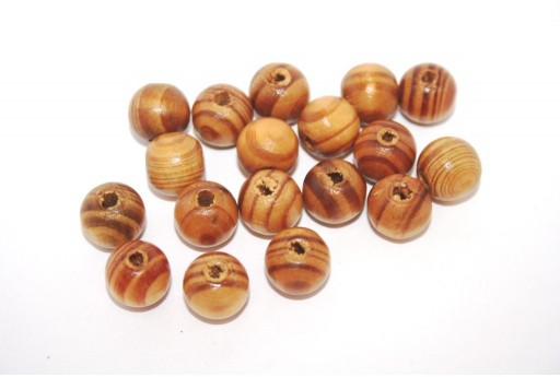 Wood Beads Round Brown 12mm - 40pcs