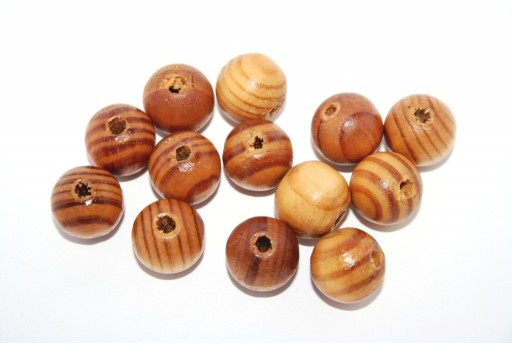 Wood Beads Round Brown 16mm - 20pcs