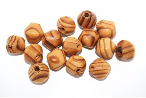Bicone Wood Beads Brown 16x15mm - 14pcs