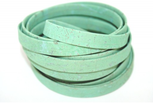 Cork Cord Flat Light Green 10mm - 50cm