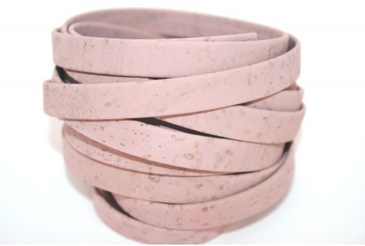 Cork Cord Flat Pink 10mm - 50cm