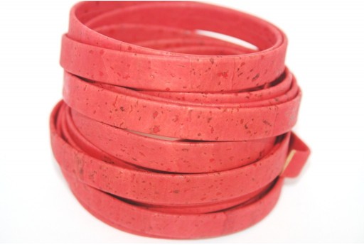 Cordoncino di Sughero Piatto Rosso 10mm - 50cm