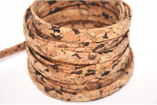 Cork Cord Flat Beige Fantasy 10mm - 50cm