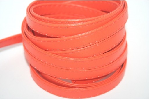 Cordoncino di Cuoio Sintetico Piatto Arancio 10mm - 50cm