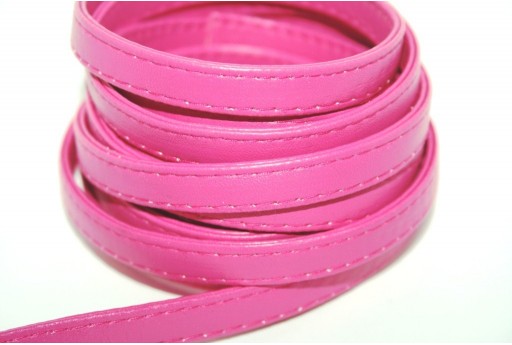 Cordoncino di Cuoio Sintetico Piatto Fuchsia 10mm - 50cm